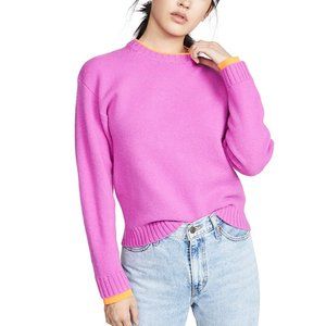 Victoria Beckham Lambs Wool Knit Saturated Shrunken Crew Neck Sweater Oversized